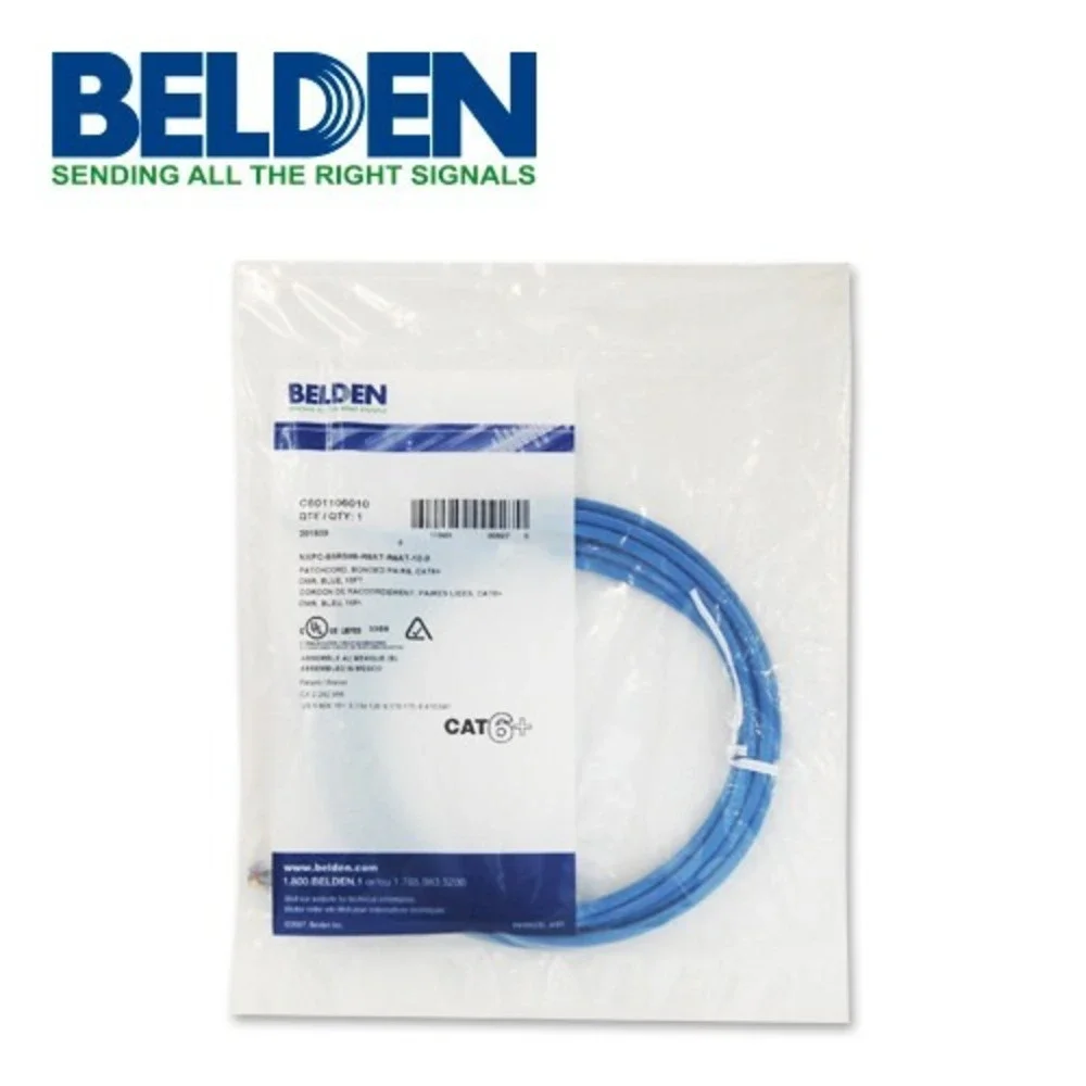 New BELDEN CAT6+ BONDED PAIRS PATCHCORD CABLE 10' FEET BLUE C601116010 Lot of 10